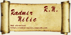 Radmir Milić vizit kartica